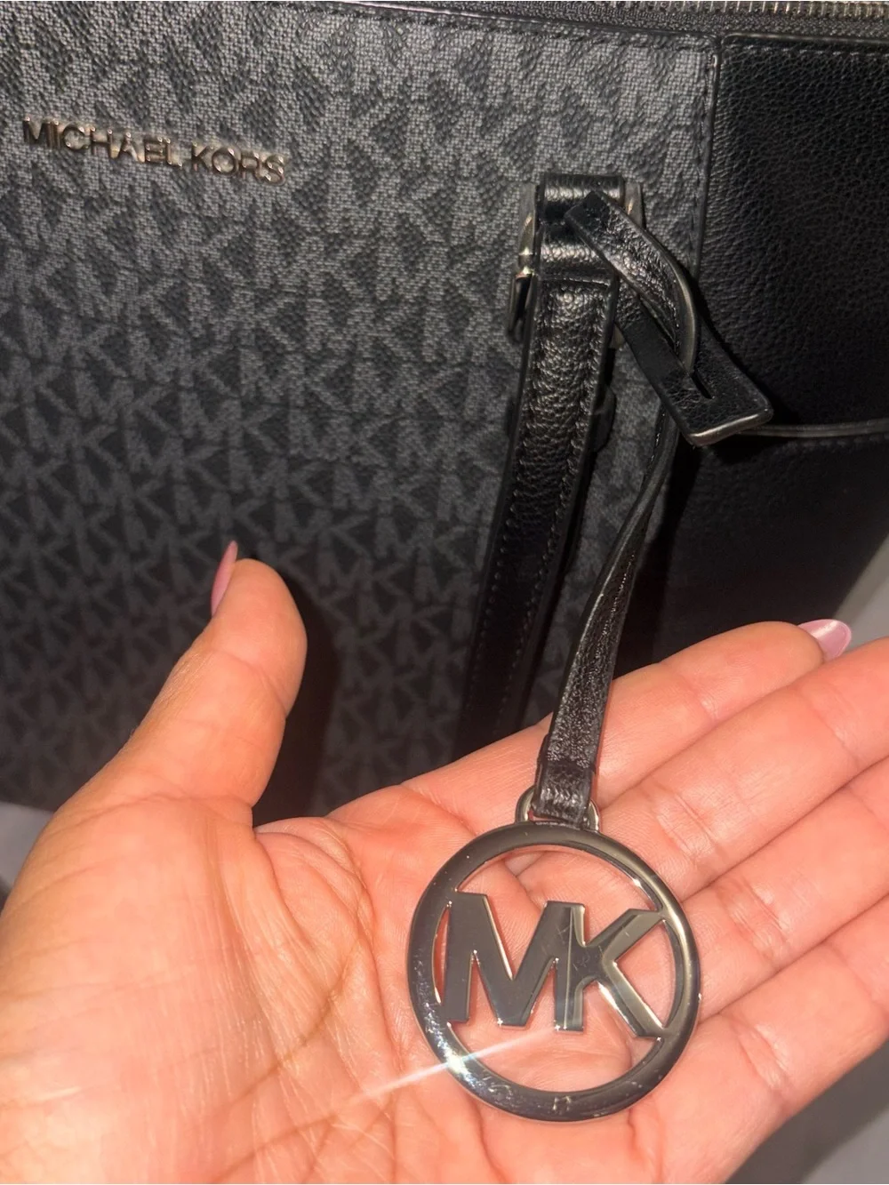 Michael Kors Gray and Black Signature MK Tote